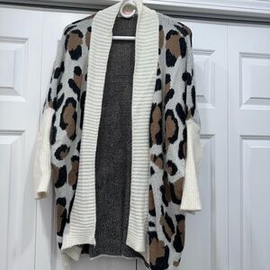 Leopard Print Open Front Cardigan Sweater